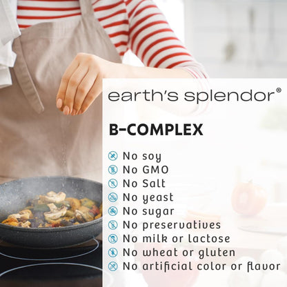 Earth's Splendor Vitamin B Complex – Supports Energy, Metabolism, and Immune Function – Complete B-Vitamin Formula for Men & Women, 60 Tablets, 2-Month Supply