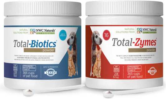 NWC Naturals Total-Digestion Twin Pack – Probiotics & Digestive Enzymes for Dogs and Cats (227 g each)