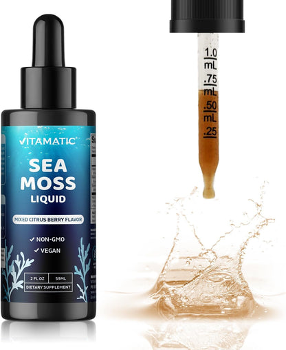 Vitamatic Liquid Organic Irish Sea Moss with Bladderwrack & Burdock Root – Twin Pack (2 x 60 ml)