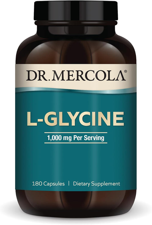 Dr. Mercola L-Glycine - Supports Glutathione & Collagen - Non-GM, Gluten-Free - 180 Capsules