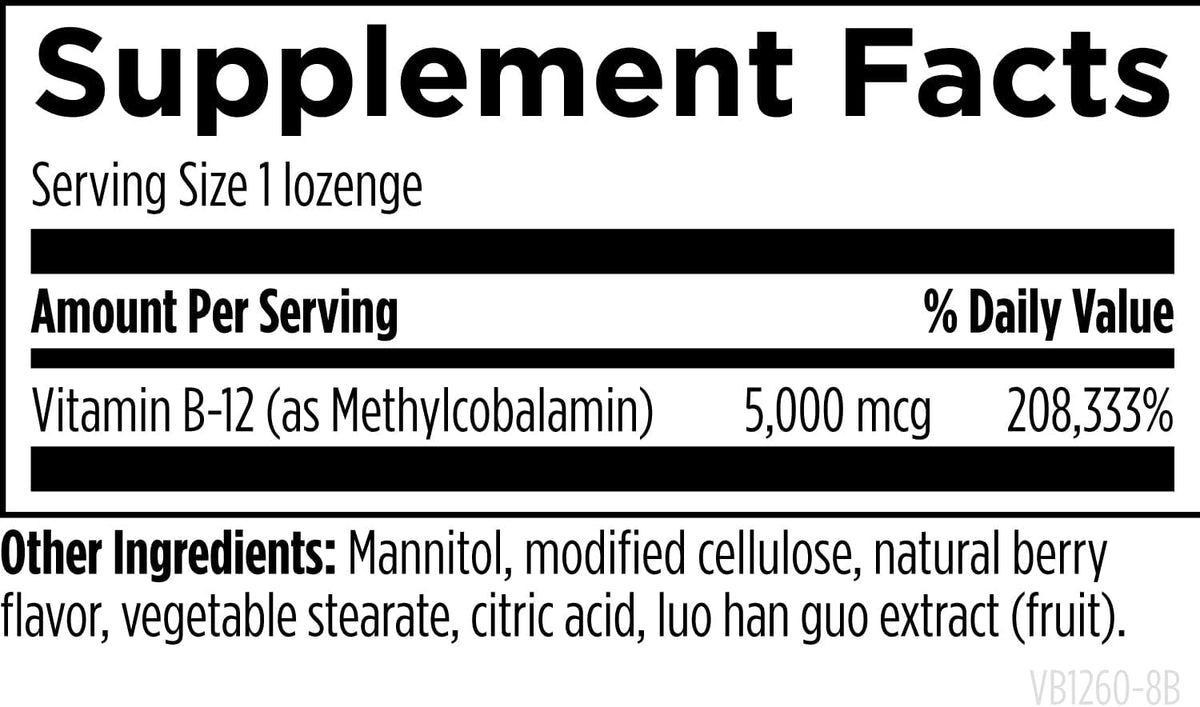 Designs for Health Vitamin B12 Lozenges - 5000 mcg Methylcobalamin - Natural Berry Flavour (60 Lozenges) - görsel 5