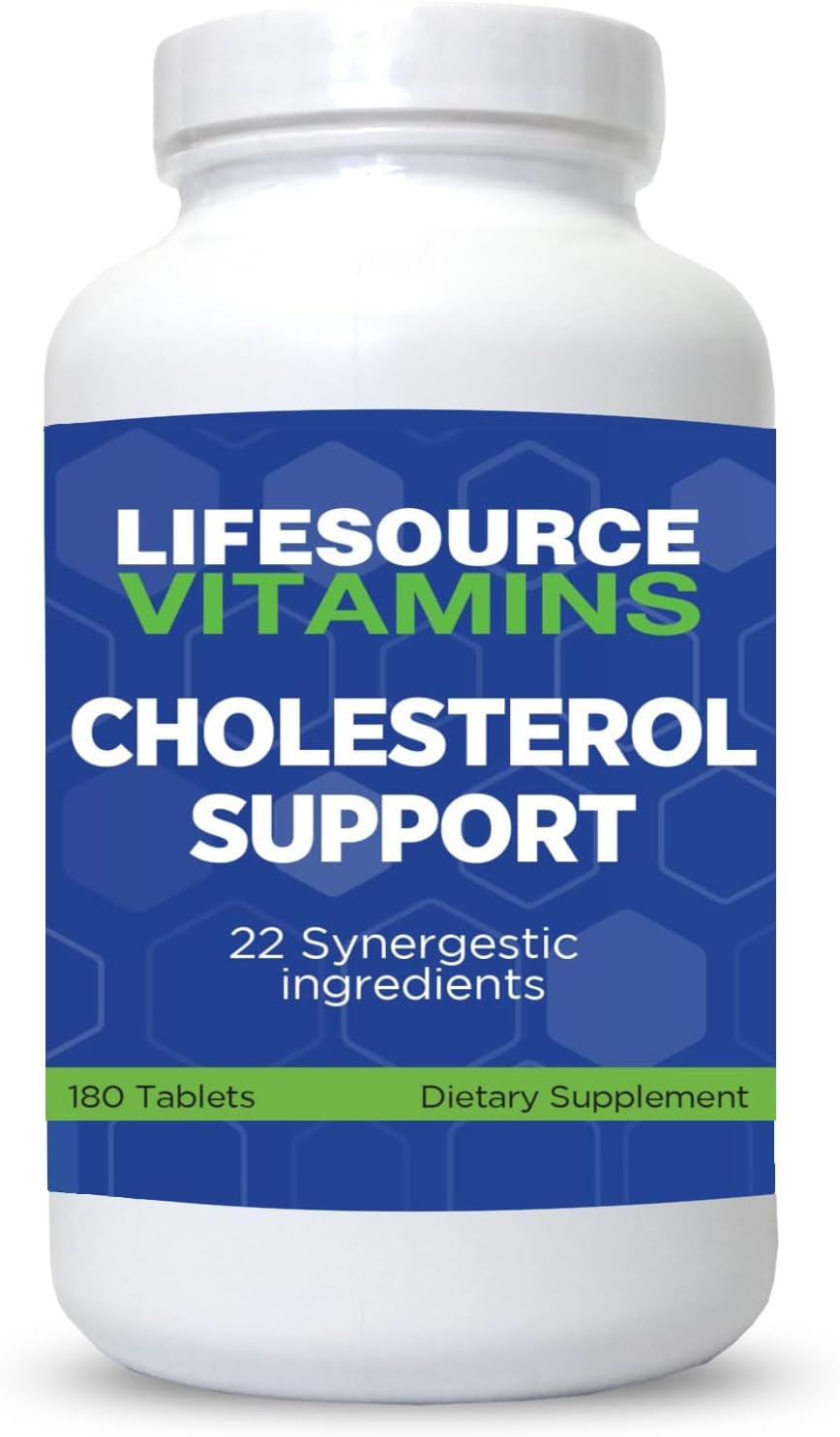 LifeSource Vitamins Cholesterol Support - 28 All Natural Synergistic Ingredients - Cholesterol & Triglyceride Lowering Support for Heart and Cardiovascular Health (180 Tablets) - görsel 1