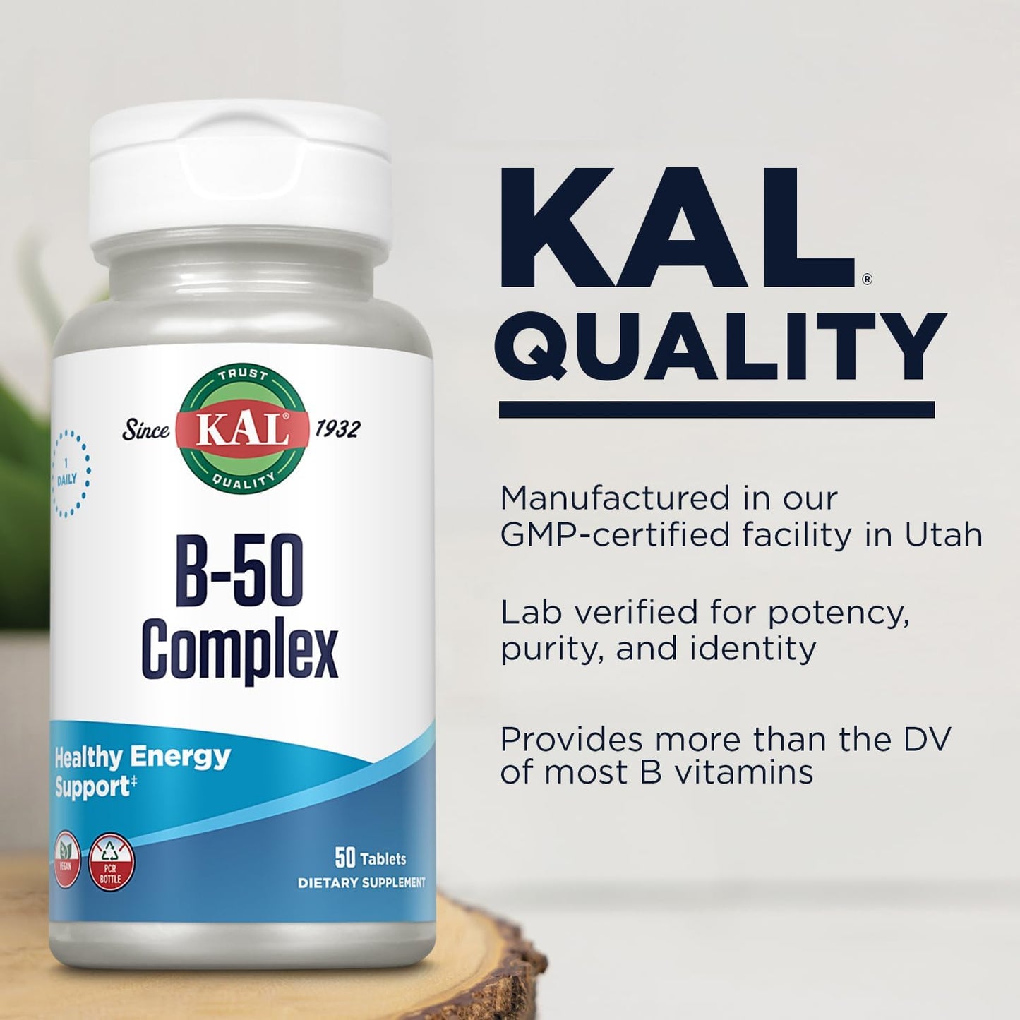 KAL B 50 Complex - B Vitamin Supplement for Energy and Metabolism, 50 Tablets - görsel 4