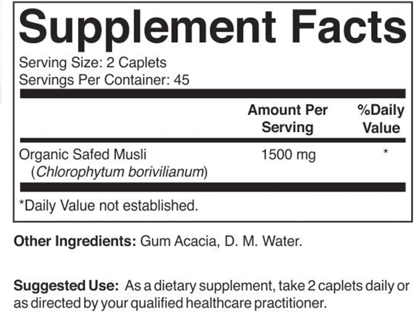 Brieofood Organic Safed Musli 1500mg - 90 Vegetarian Tablets - görsel 2