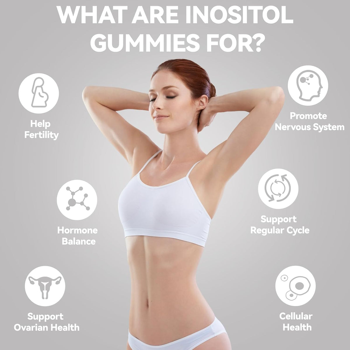 Whoyun Inositol Gummies - Sugar-Free Myo-Inositol & D-Chiro Inositol (40:1 Ratio), 60 Count - görsel 4