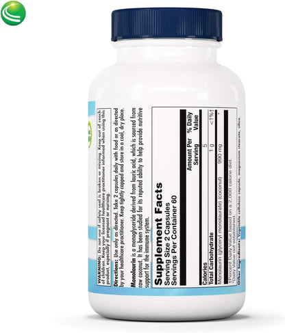 Nutra BioGenesis Monolaurin - 1000mg Vegan Capsules, 120 Capsules