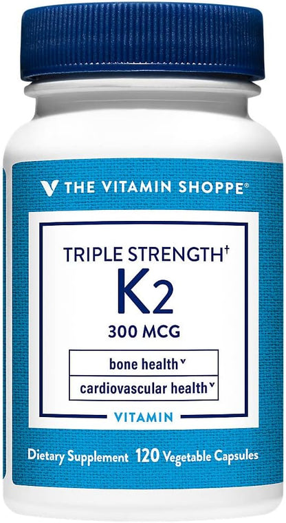 The Vitamin Shoppe Vitamin K2 MK-7 300mcg Triple Strength – Bone & Heart Health