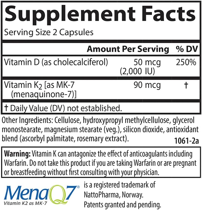 Carlson Vitamin D3 + K2, 2000 IU (50 mcg) D3 & 90 mcg K2 as MK-7, 60 Capsules - görsel 4