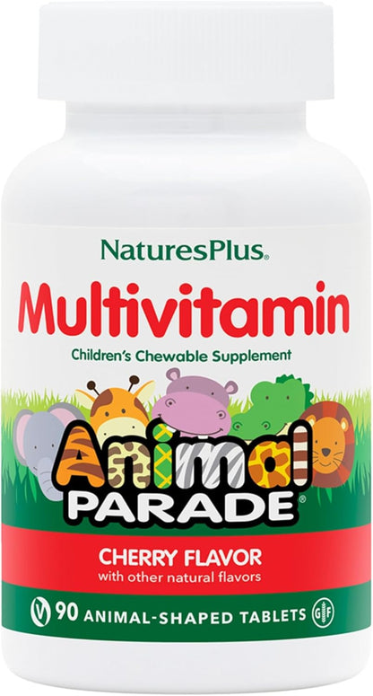NaturesPlus Animal Parade Multivitamin Children's Chewables - Watermelon Flavour - 90 Tablets