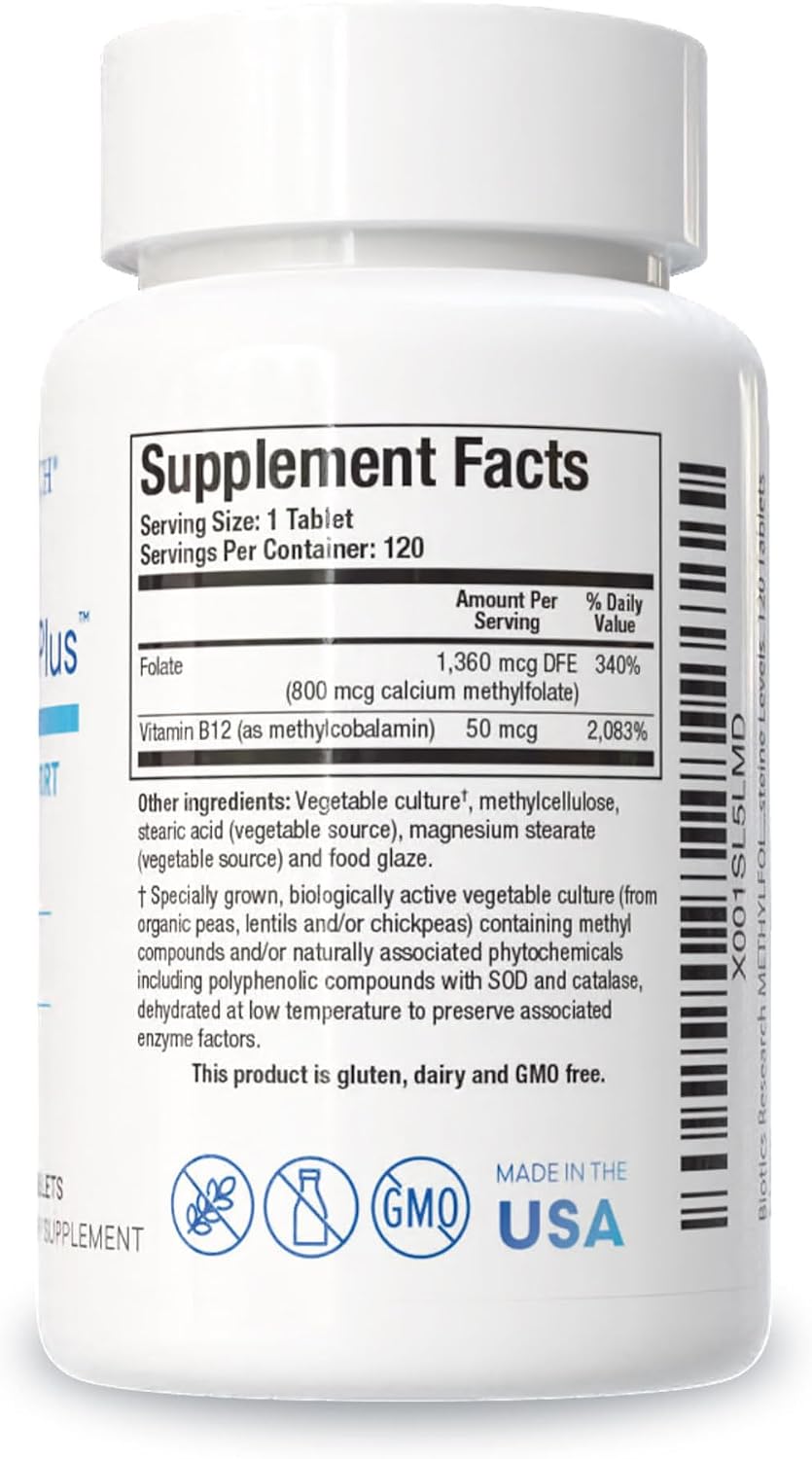 Biotics Research METHYLFOLATE Plus™: Active Folate with Vitamin B12, 120 Tablets - görsel 2