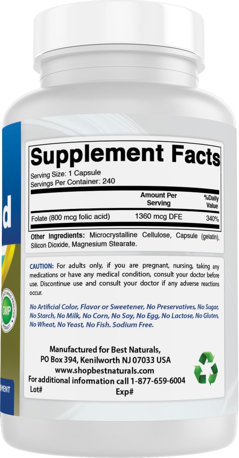 Best Naturals Folic Acid 800 mcg, 240 – Third-Party Lab Tested: Every batch is tested for purity and quality, – Image 6