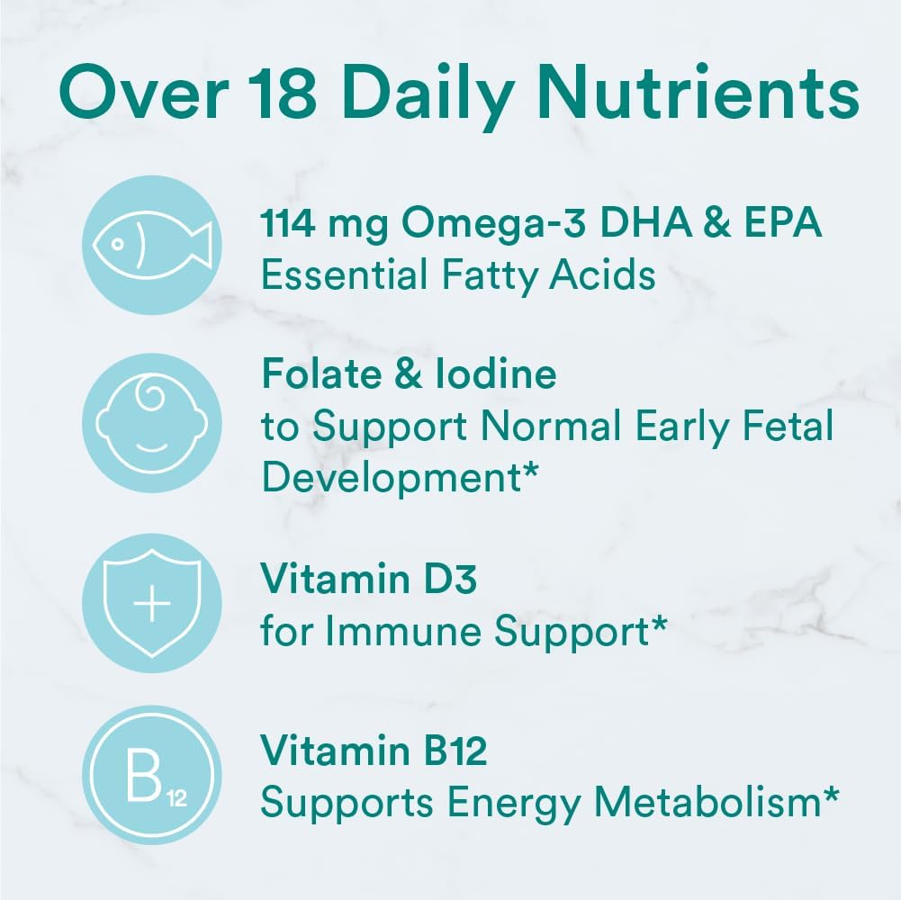 SmartyPants Prenatal Vitamins for Women, Multivitamin Gummies with Omega 3 Fish Oil (EPA/DHA), Biotin, Methylfolate, Vitamin D3, C, B12, B6, A, K & Zinc, Inositol, 80 Count (20 Day Supply) - görsel 6