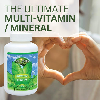 Youngevity Ultimate Daily Mega Multivitamin - 20+ Vitamins and Minerals with CoQ10 - High Absorption - 180 Tablets (Pack of 4)