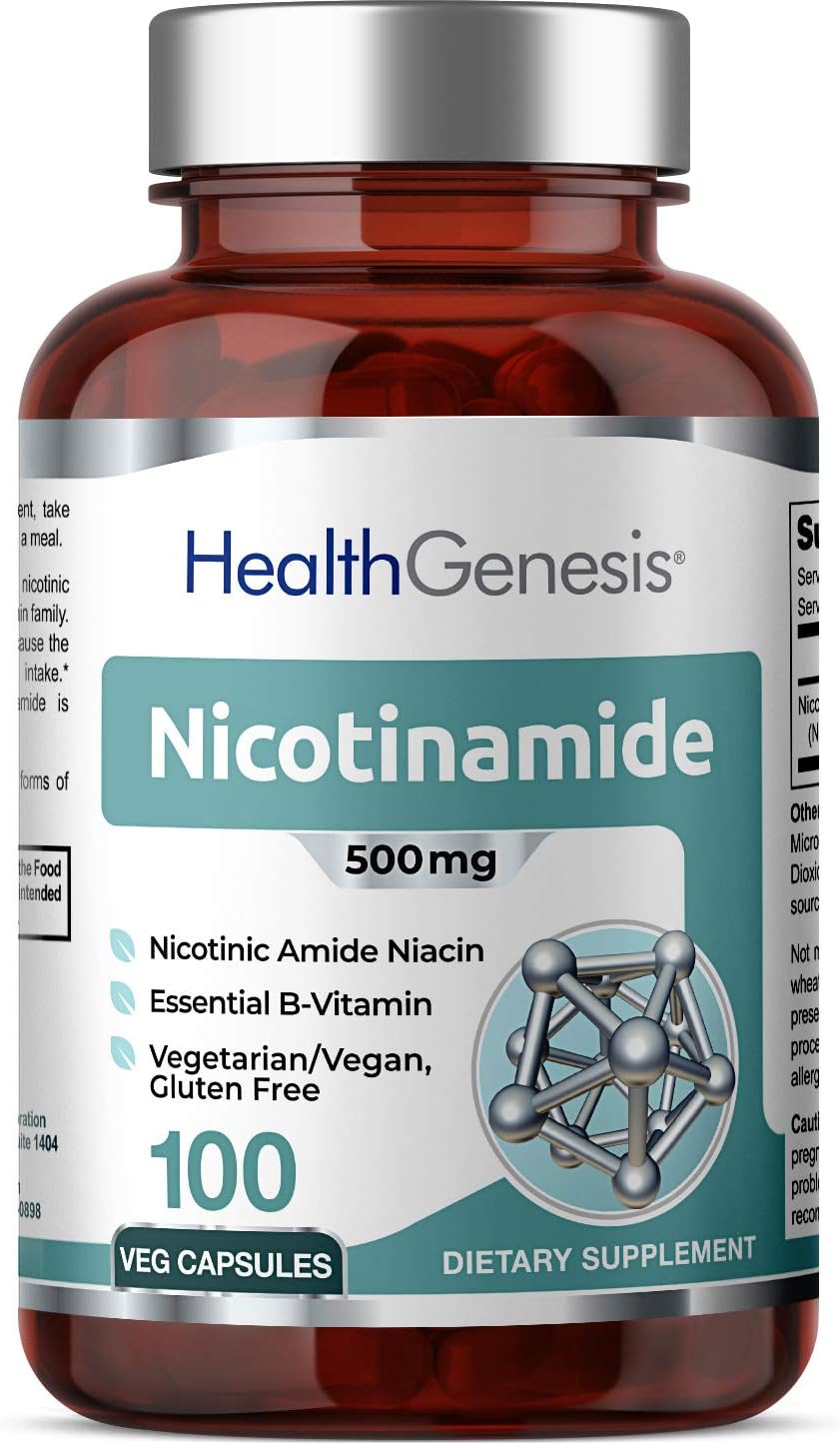 B-3 Nicotinamide 500 mg – 100 Vegan Capsules – Flush-Free Vitamin B3 Supplement for Skin and Energy Support - görsel 1