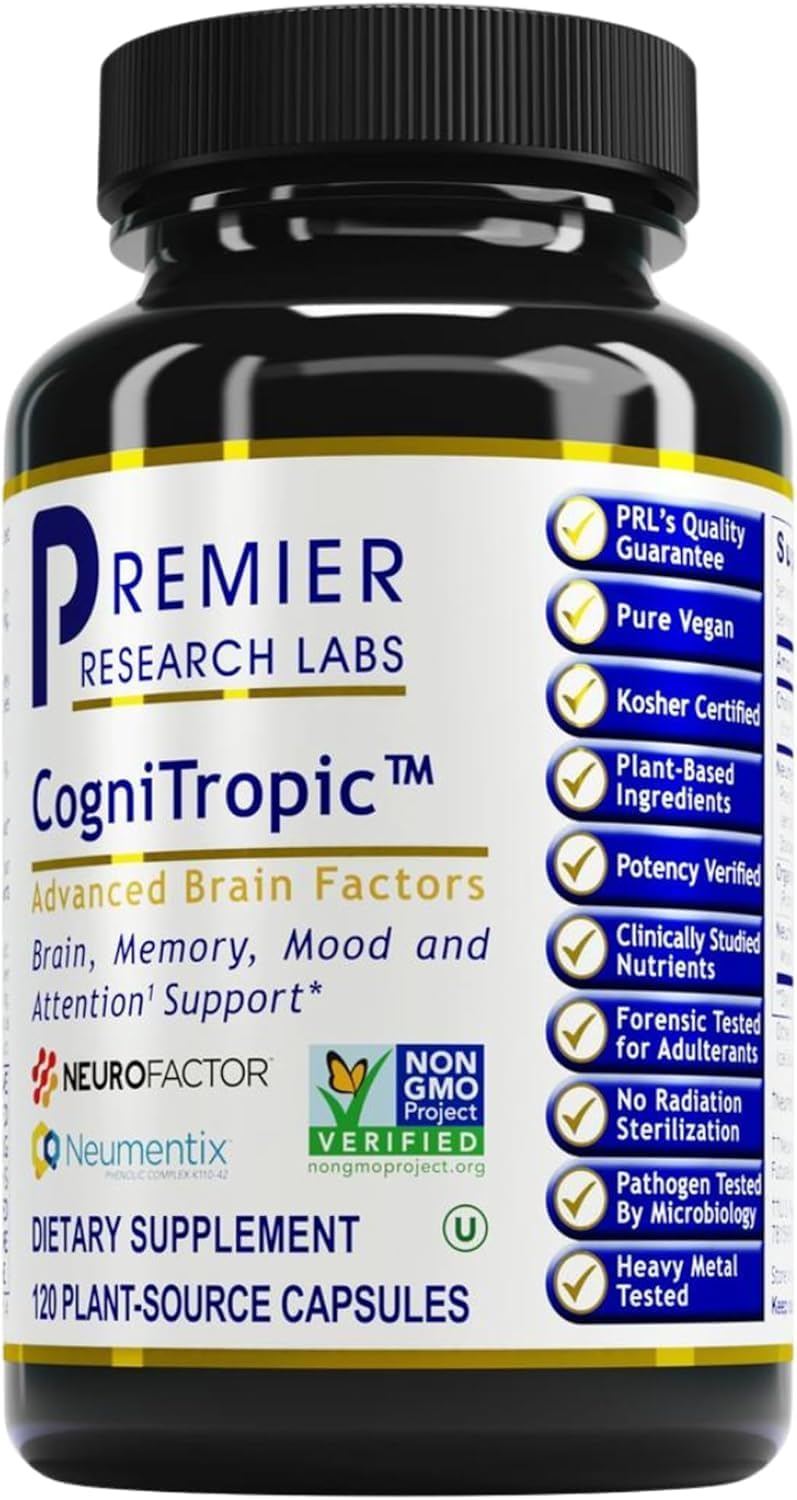 Premier Research Labs CogniTropic - Brain Supplement to Support Memory and Focus (120 Vegetarian Capsules) - görsel 1