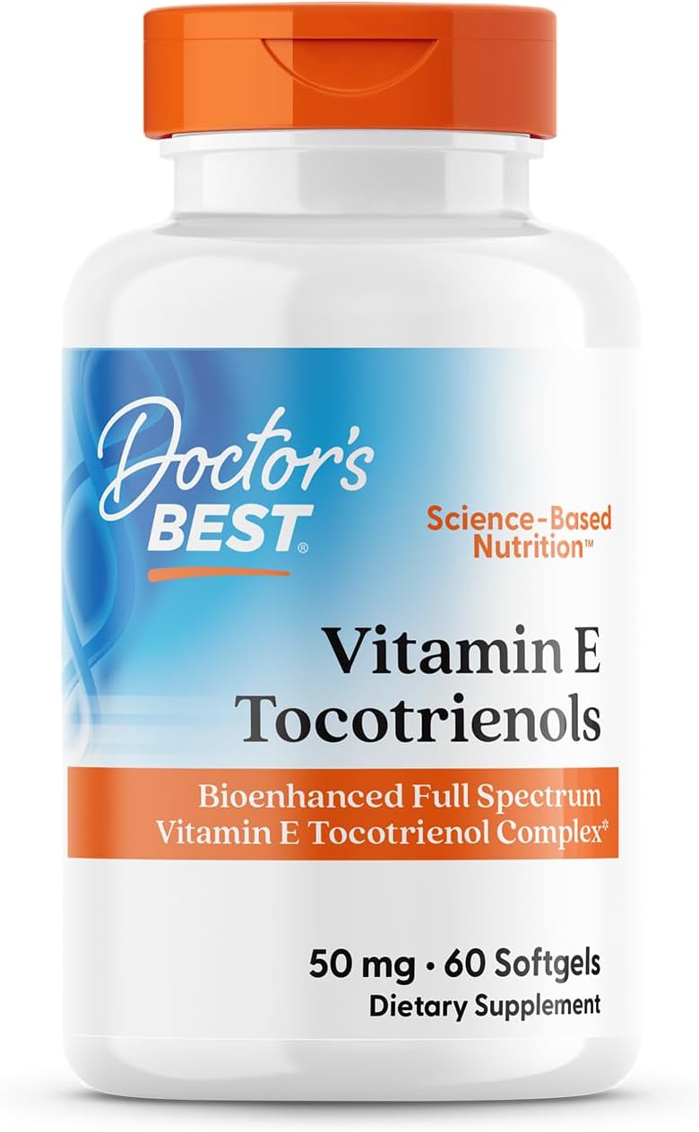 Doctor's Best Vitamin E Tocotrienols - TocoGaia ULTRA Full Spectrum Vitamin E Complex, 60 Softgels - görsel 1