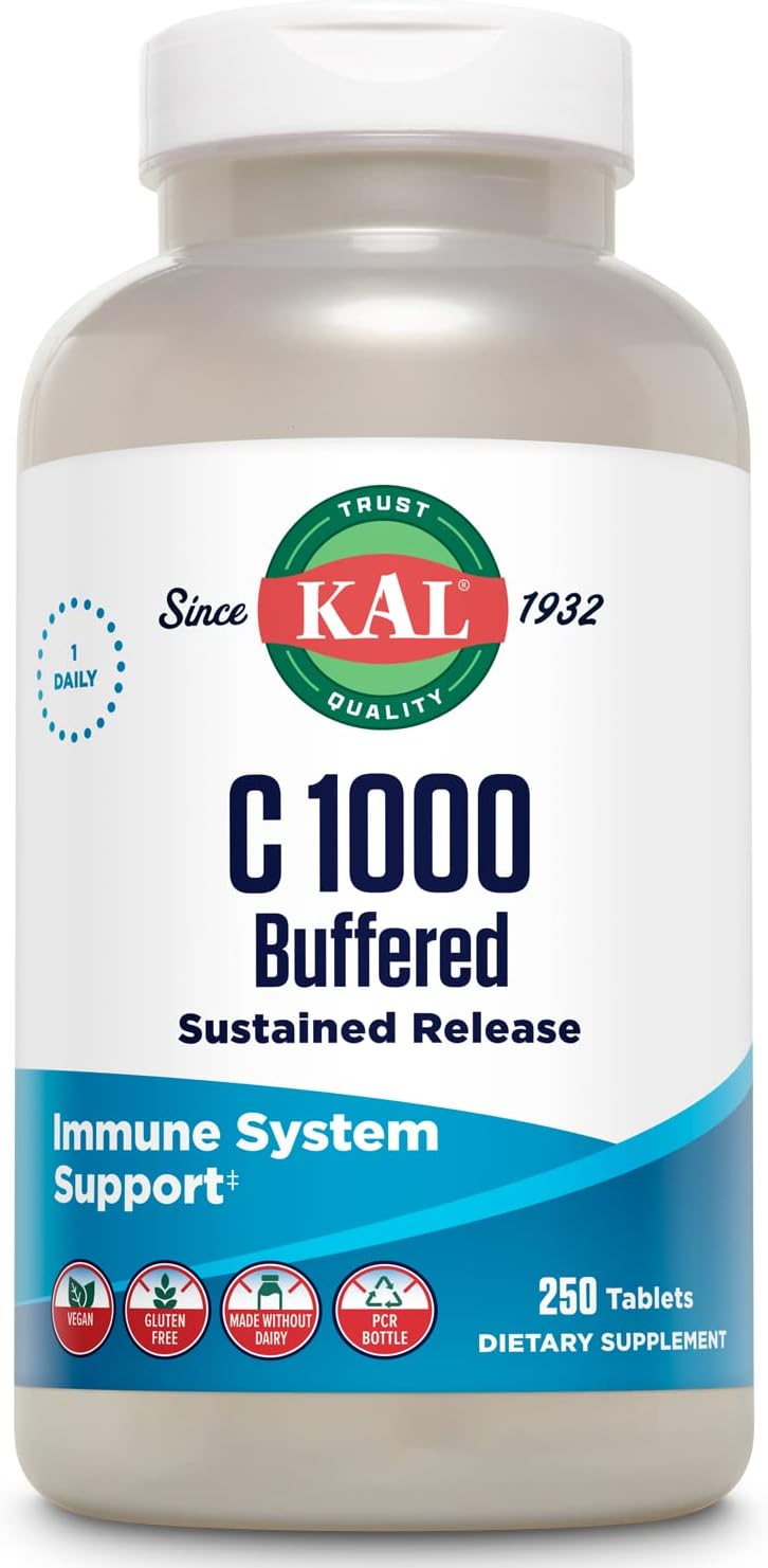 KAL C 1000 Buffered Sustained Release Vitamin C 1000mg - 250 Tablets - görsel 1