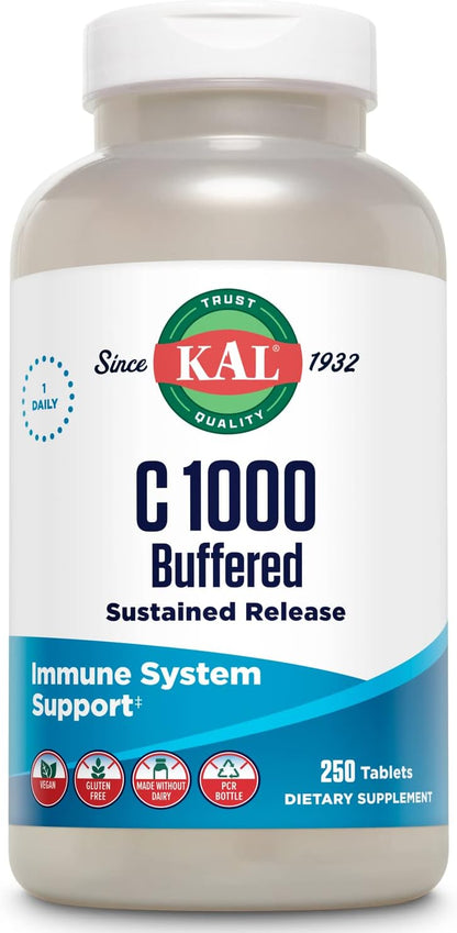 KAL C 1000 Buffered Sustained Release Vitamin C 1000mg - 250 Tablets