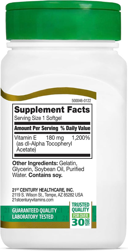 21st Century E 400 I.U. (Dl-Alpha) Softgels, 110 Count (Pack of 2)