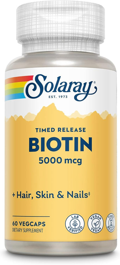 Solaray Two Stage, Timed Release Biotin 5000mcg - 60 VegCaps