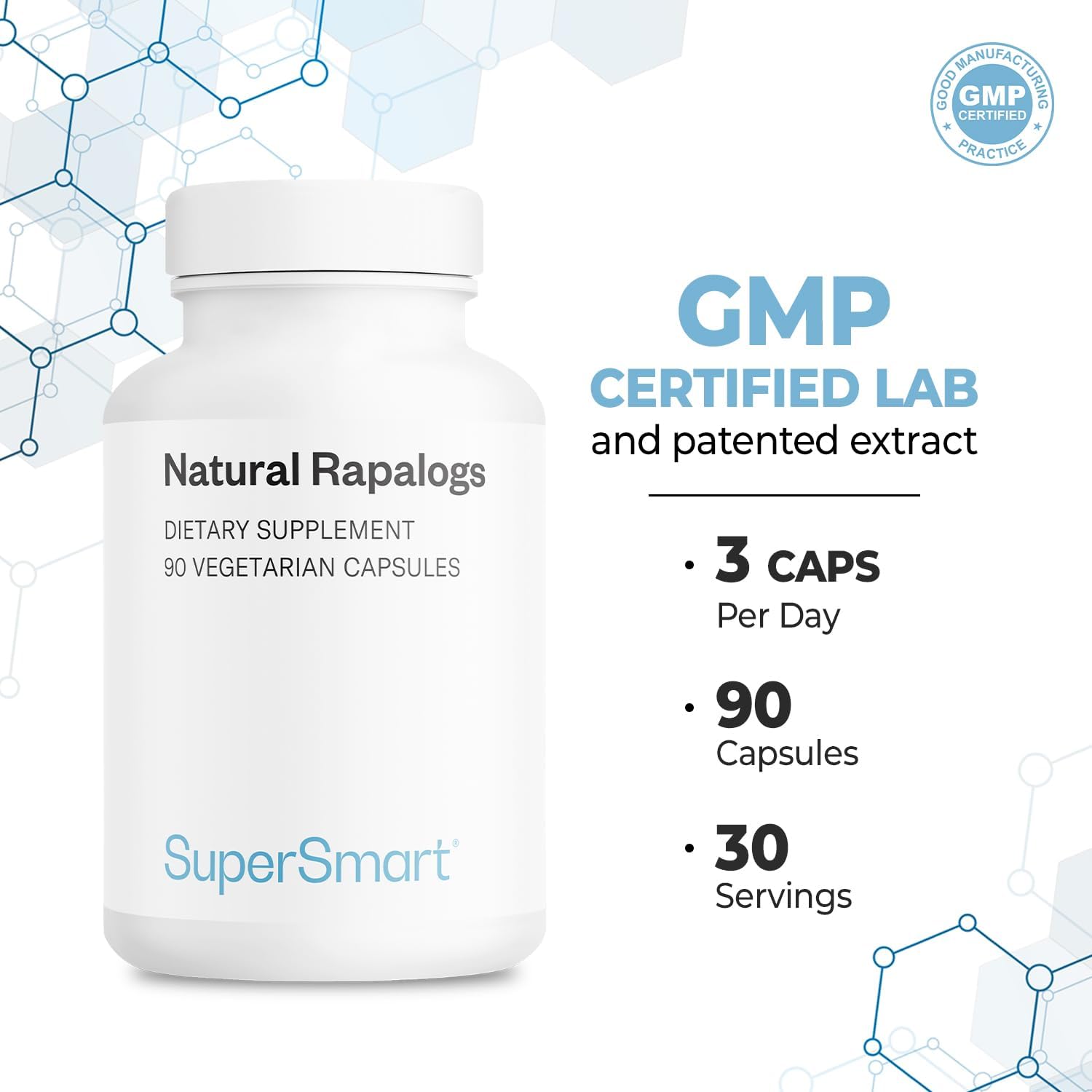 Supersmart Natural Rapalogs (Advanced Formula) – with EGCg, Fisetin, Trans-resveratrol, Salicin, Curcumin Phytosome | Non-GMO & Gluten-free – 90 Vegetarian Capsules - görsel 4