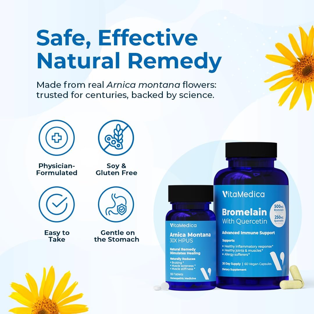 VitaMedica Arnica Montana 30X and Bromelain with Quercetin Bundle - görsel 5