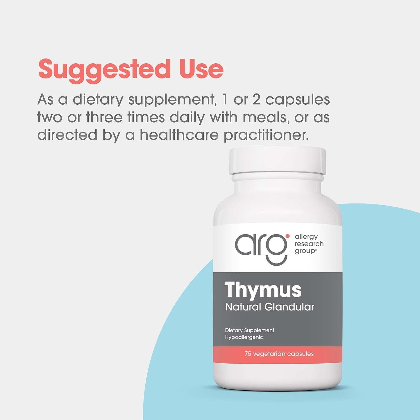 ARG Thymus by Allergy Research Group – Freeze-Dried Bovine Thymus Extract, 75 Vegetarian Capsules - görsel 4