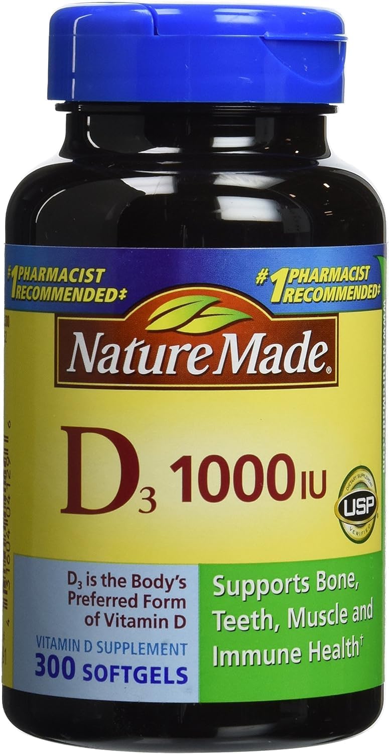 Nature Made Vitamin D3 1000 IU, 300 Tablets - görsel 1