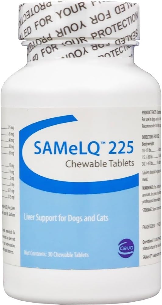 SAMeLQ (S-Adenosyl) Chewable Tablets for Dogs and Cats, 225 mg, 30 Count - görsel 1