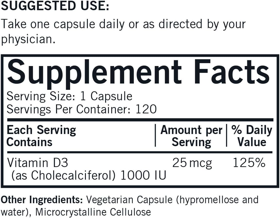 Vitamin D-3 1000 IU - Hypoallergenic, 120 capsules - görsel 2