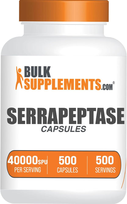 BulkSupplements Serrapeptase 40,000 SPU Capsules - 500 Count