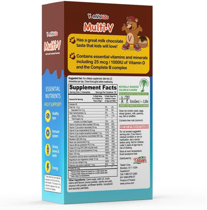 YUM-V'S Children's Multivitamin Chocolate Bears – Daily Toddler Vitamins with 16 Essential Nutrients – 60 Count