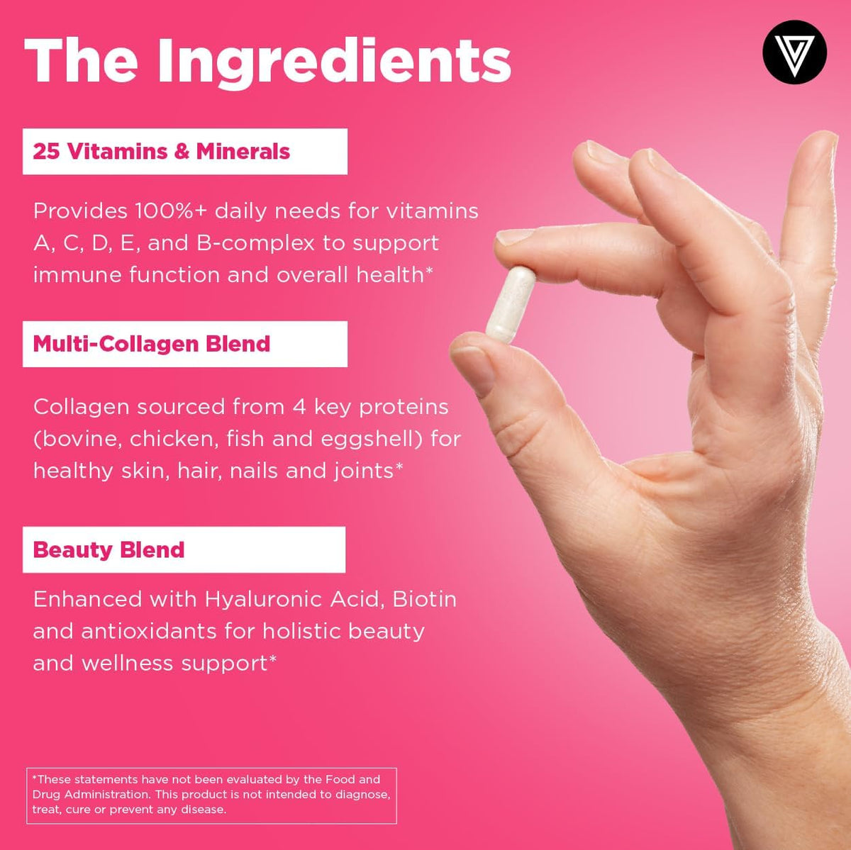 Vital Vitamins Women's Multivitamin Complex - Multi-Collagen Blend, Hyaluronic Acid, MSM - 60 Capsules - görsel 5