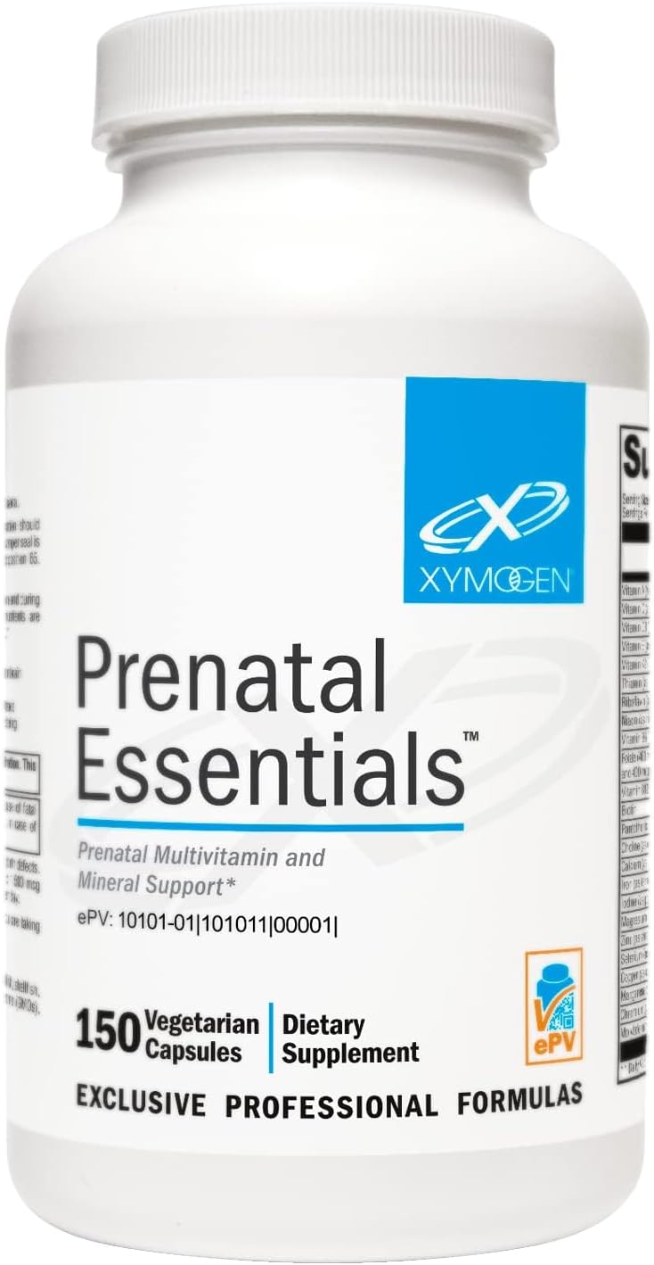 XYMOGEN Prenatal Essentials - Prenatal Multivitamin & Mineral Support - 5-MTHF & Essential Nutrients - Gentle on Stomach - Vegetarian - 150 Capsules - görsel 1