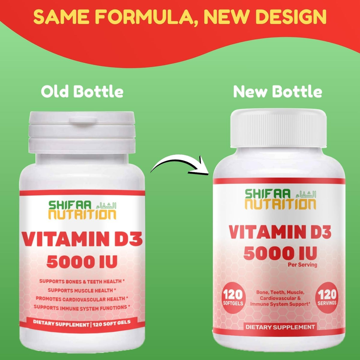SHIFAA NUTRITION Halal Vitamin D3 5000 IU Softgels - 120 Capsules - görsel 2
