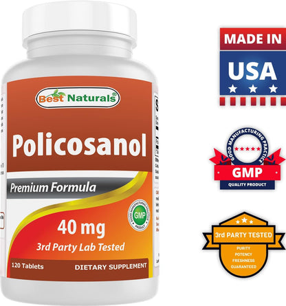 Best Naturals Policosanol 40mg, 120 Tablets - Supports Cardiovascular Health