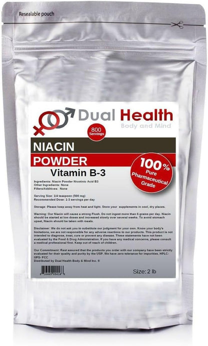 Niacin Powder (2 lb / 907 g) - Vitamin B3 Bulk Supplement, Immediate Release with Flush, Non-GMO, Vegan