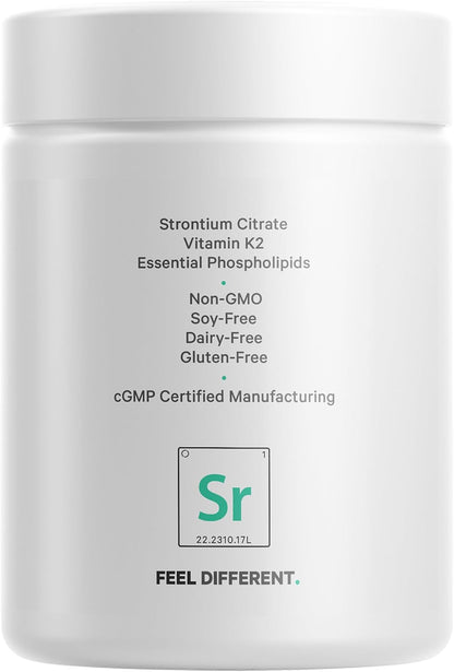 Codeage Liposomal Strontium Supplement - Strontium Citrate, Vitamin K2 MK-7, Liposomal Delivery, Non-GMO, Gluten-Free - 90 Capsules