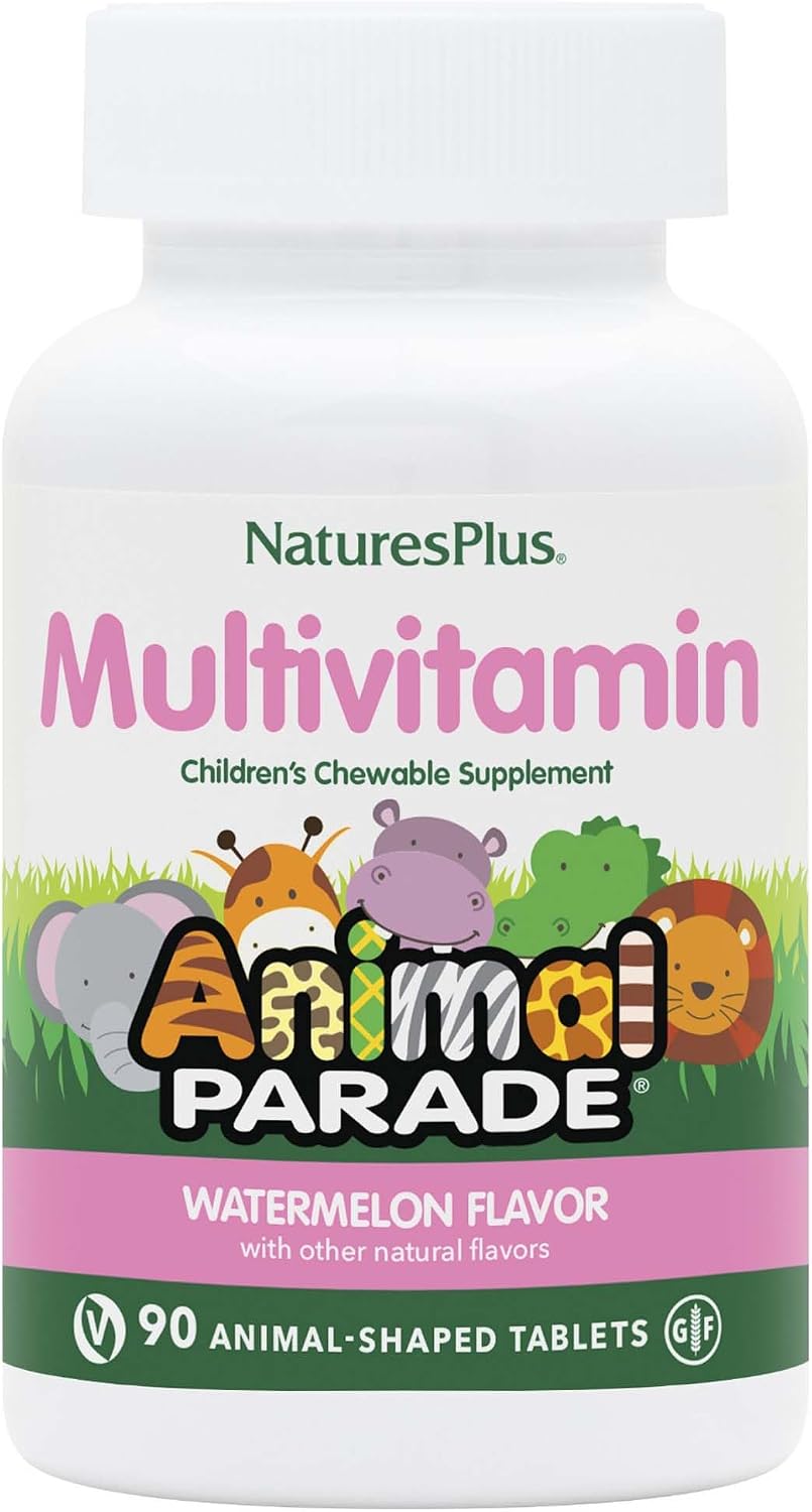 NaturesPlus Animal Parade Multivitamin Children's Chewables - Watermelon Flavour - 90 Tablets - görsel 1