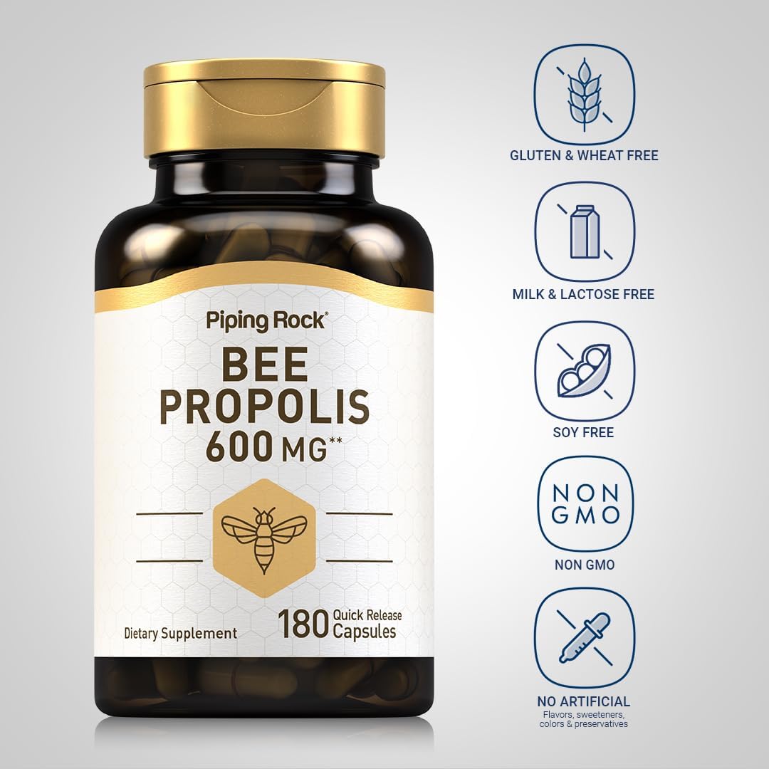 Piping Rock Bee Propolis Extract Capsules | 180 Capsules - görsel 3