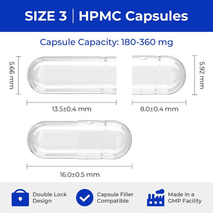 Empty Vegan Capsules Size 3 - Vegan Capsules Empty (500 Count) Empty Capsules DIY Vegetable Capsule Filling