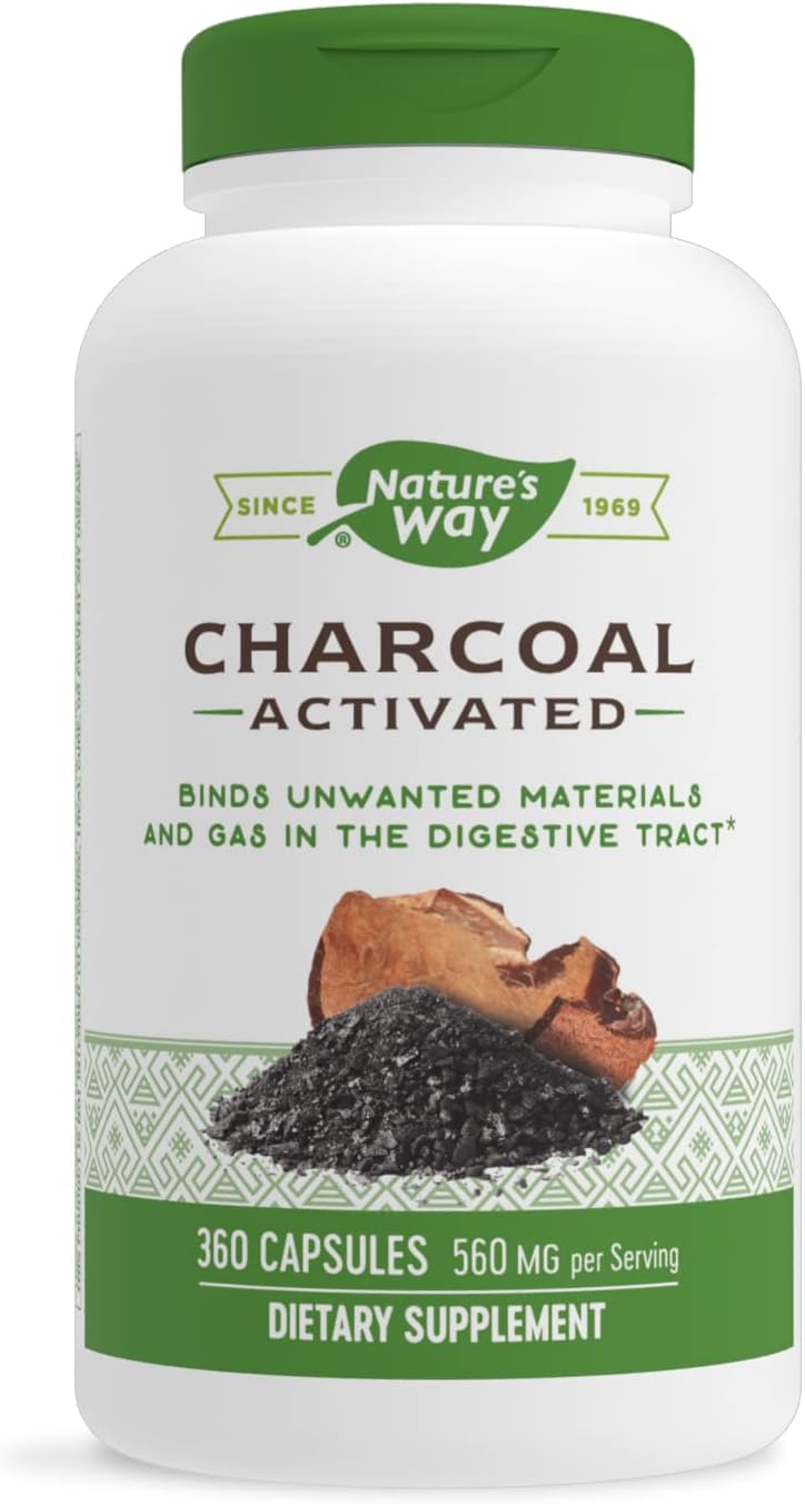 Nature's Way Activated Charcoal, 560mg per Serving, 360 Capsules - görsel 1