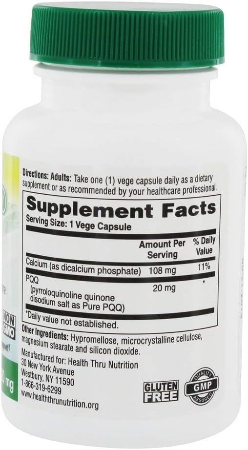 Health Thru Nutrition - PQQ Mitochondrial Biogenesis Support 20 mg - 30 Vegetable Capsules - görsel 2