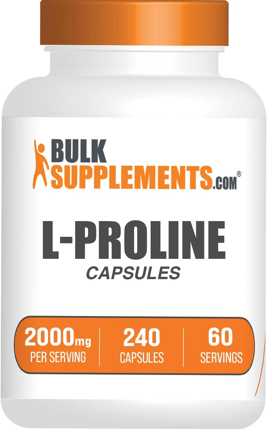 BulkSupplements L-Proline 2000mg Capsules (240 Capsules) - görsel 1