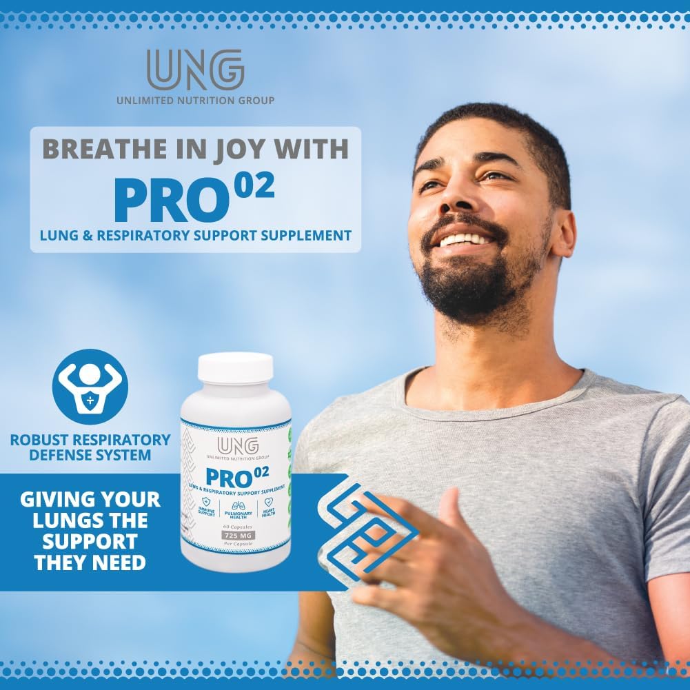 UNG Pro-O2 Lung & Respiratory Support Supplement - 725 mg, 60 Capsules - görsel 4