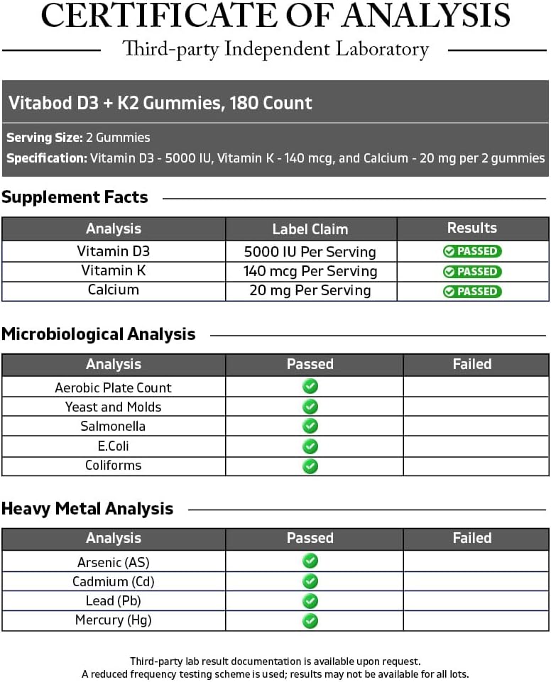 Vitabod Vitamin D3 + K2 Gummies – Bone & Heart Health Support – 180 Pectin-Based Vegan Gummies - görsel 3