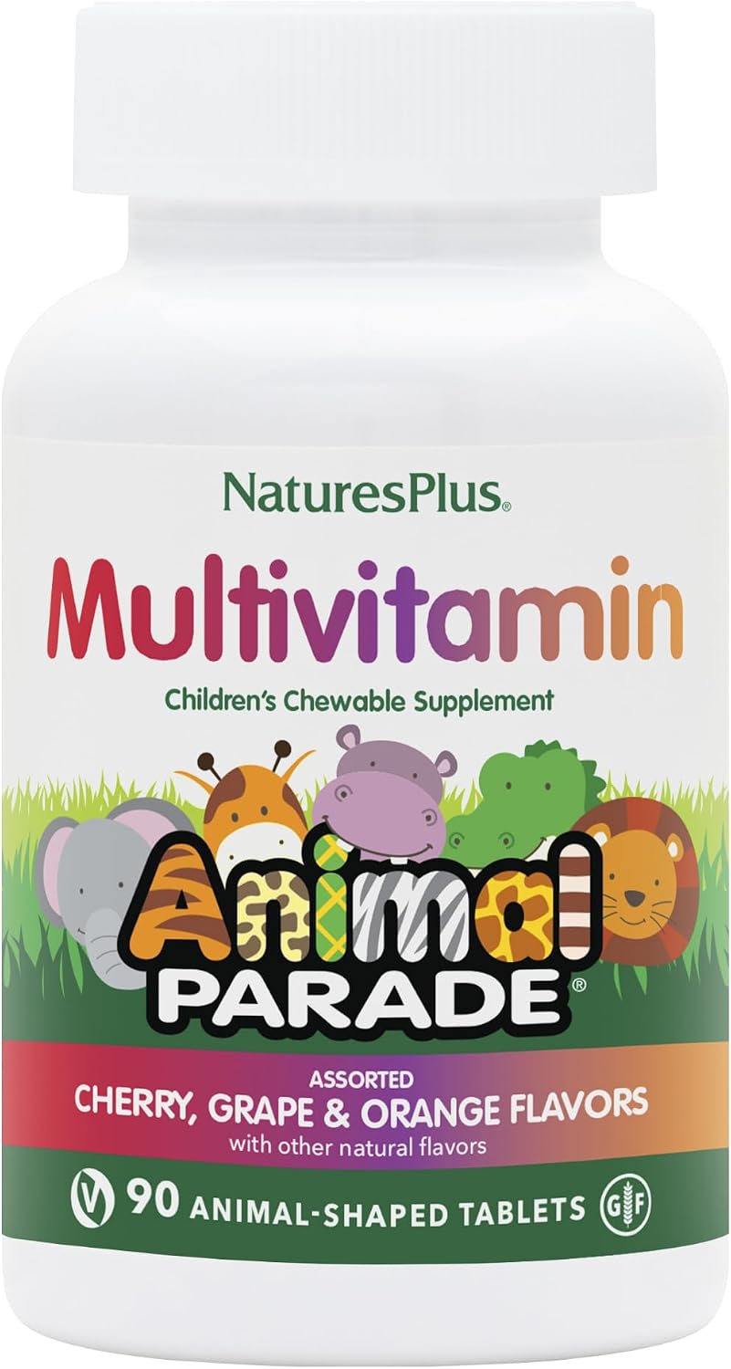 NaturesPlus Animal Parade Children's Chewable Multivitamin - 180 Animal-Shaped Tablets - Natural Assorted Flavours - görsel 7