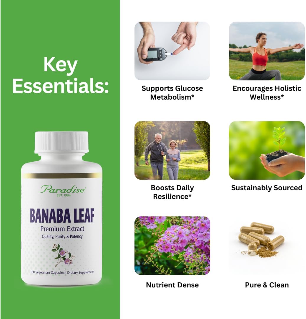 Paradise Herbs Banaba Leaf 12:1 Concentrated Extract - 250 mg, 180 Capsules - görsel 2