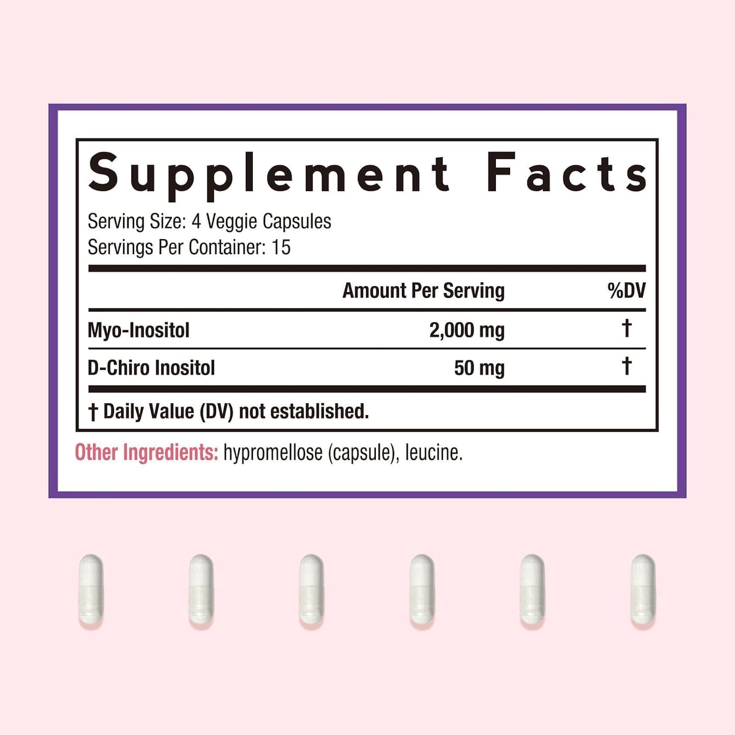 Doctor's Recipes Inositol Supplement for Women, 40:1 Myo-Inositol & D-Chiro Inositol, 2050mg per Serving, 60 Vegan Capsules - görsel 2