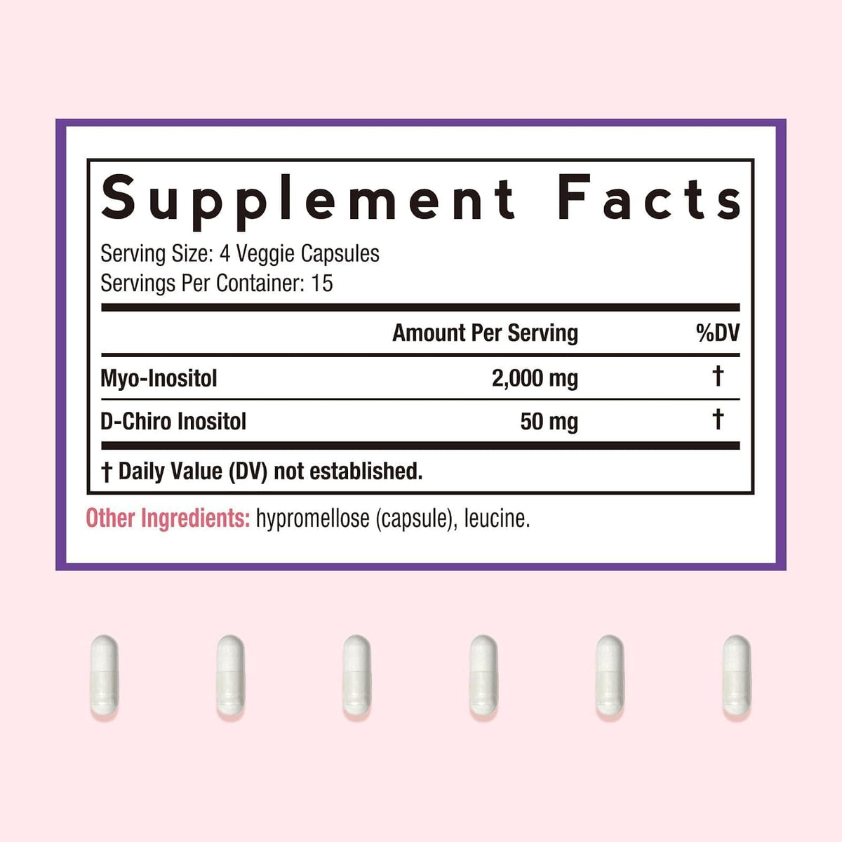 Doctor's Recipes Inositol Supplement for Women, 40:1 Myo-Inositol & D-Chiro Inositol, 2050mg per Serving, 60 Vegan Capsules - görsel 2